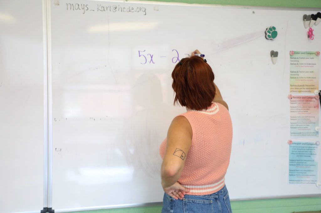 0D5A2061-2 teacher writing math on white board