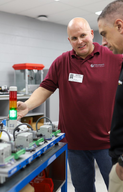 A man talks by equipment