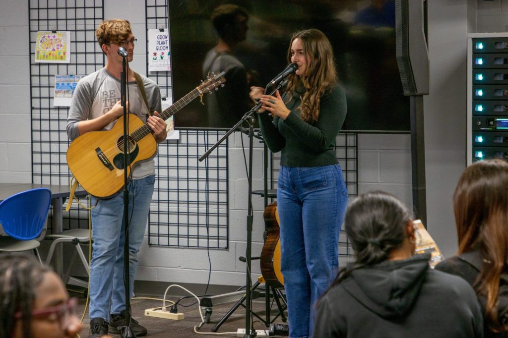 RBHS Mental Health Awareness Week-3 Be The Change singers at Red Bank High