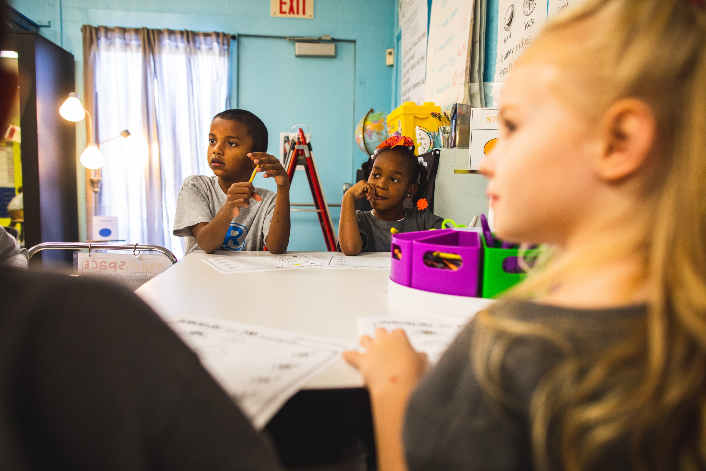 students sitting at desk working