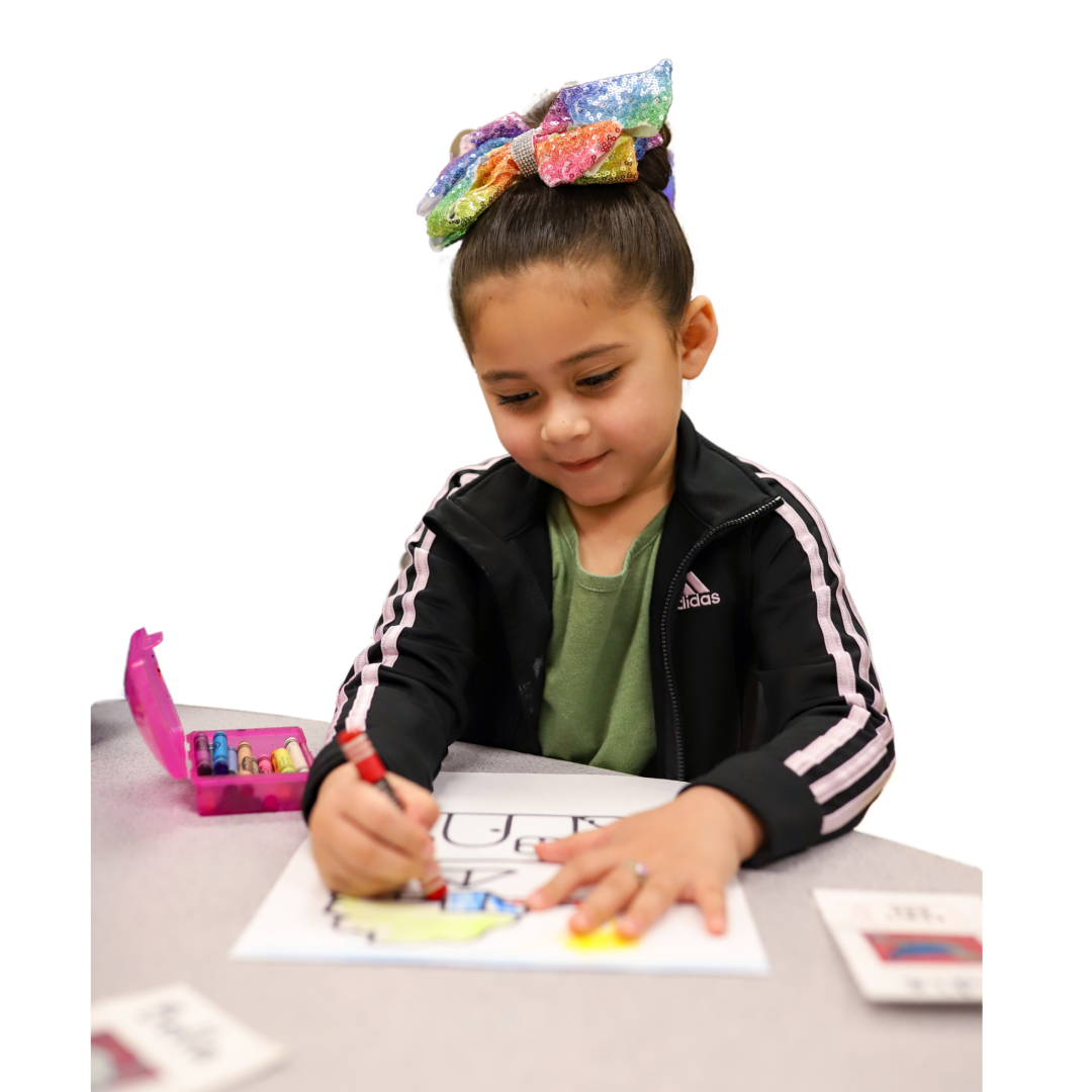 A student colors