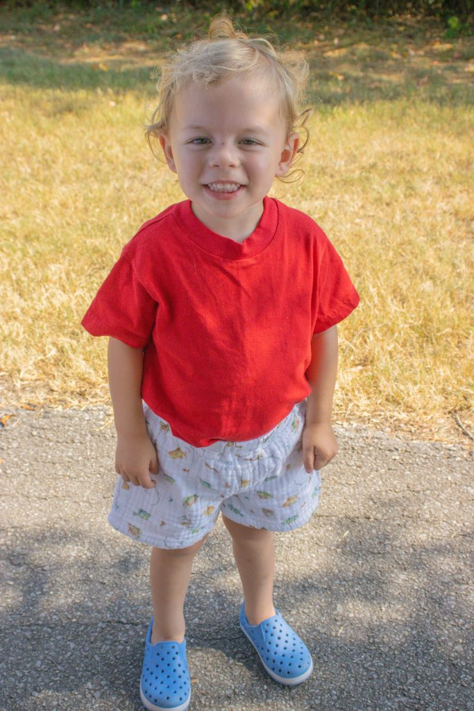A child smiles