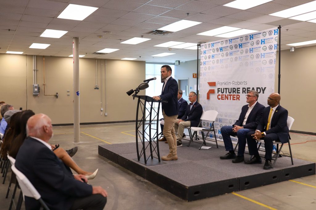 Franklin-23 A man speaks at a podium